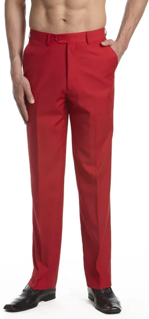 Mens Dress Pant Trousers Flat Front Solid Mix Multi Color Design