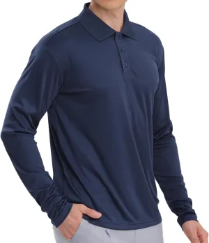 Men's Golf Polo Shirts,1 Pack/4 Pack Long Sleeve Quick Dry Athletic Casual Performance Collar Shirts for Men