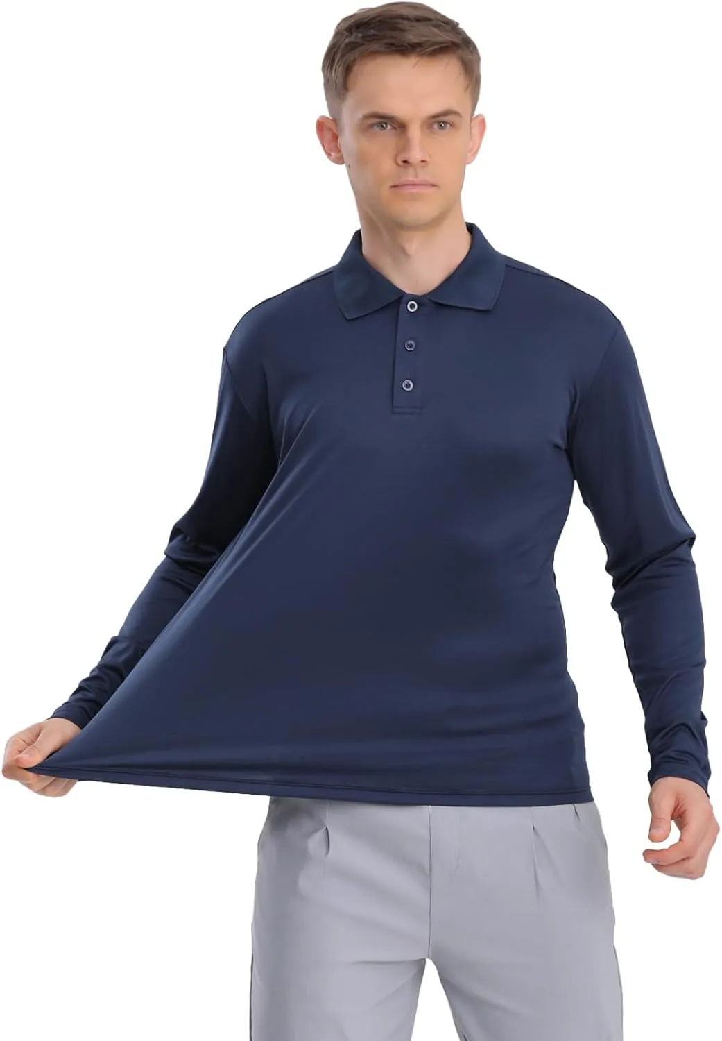 Men's Golf Polo Shirts,1 Pack/4 Pack Long Sleeve Quick Dry Athletic Casual Performance Collar Shirts for Men