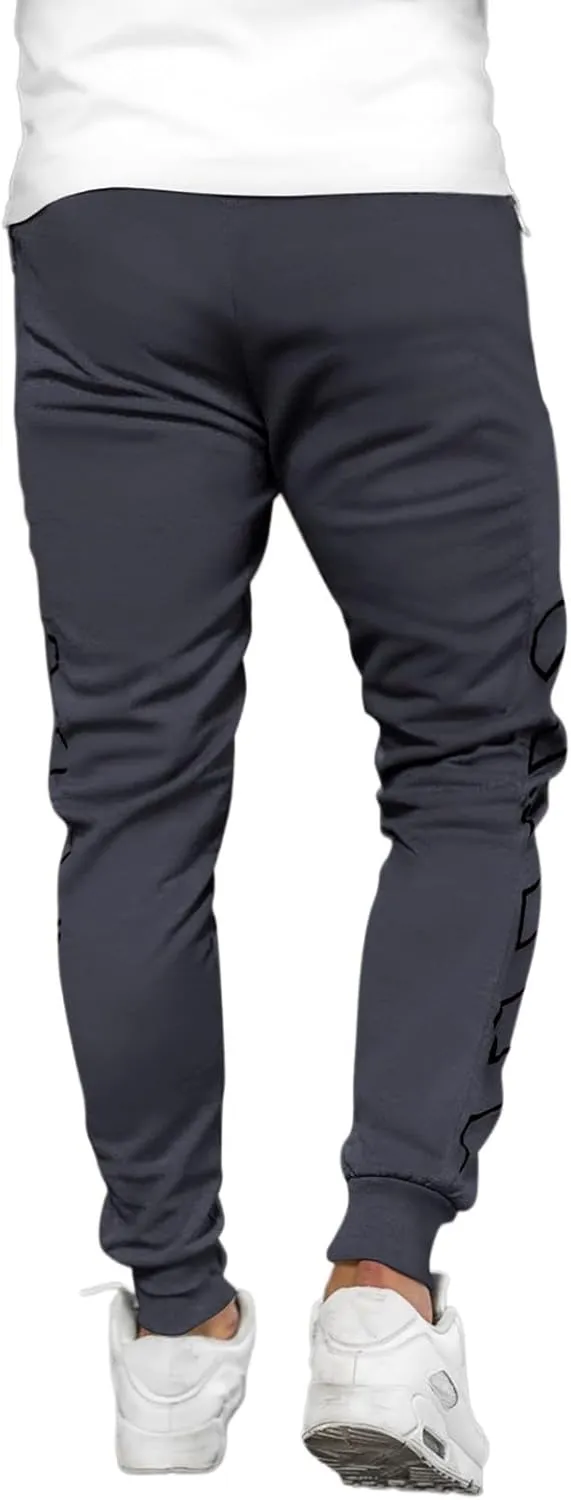 Men's Joggers Drawstring Sweatpants with Zipper Pockets Slim Fit Pants Gym Workout Trousers Work Pants for Men