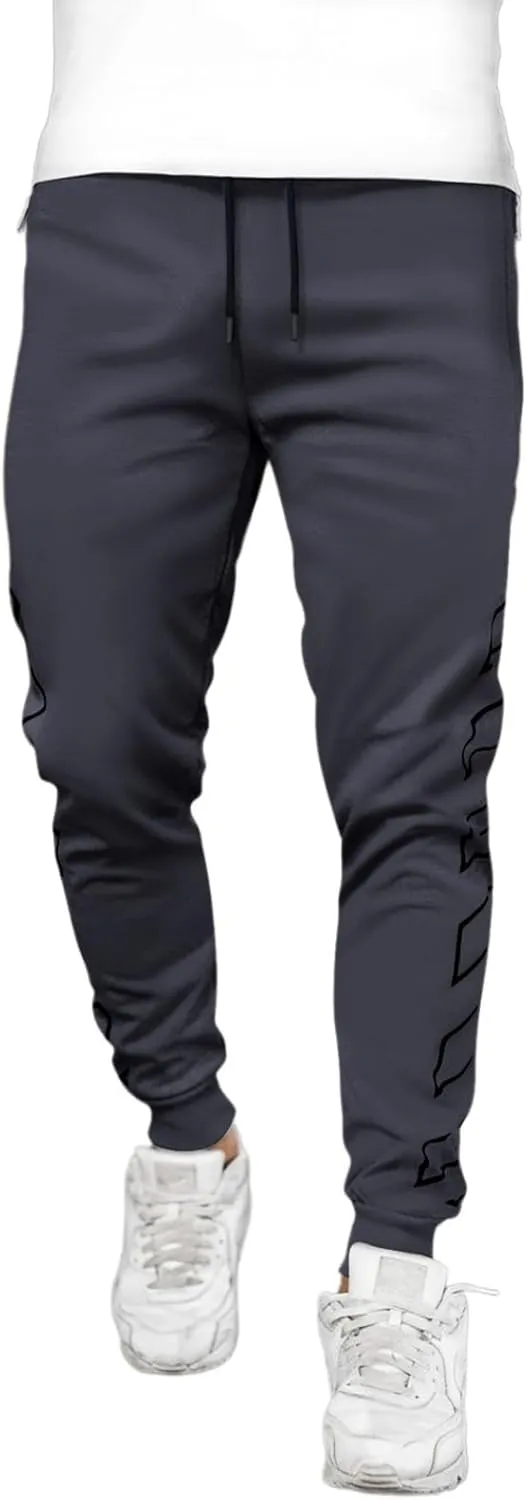 Men's Joggers Drawstring Sweatpants with Zipper Pockets Slim Fit Pants Gym Workout Trousers Work Pants for Men