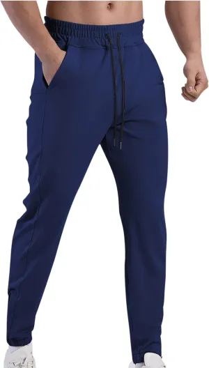 Men's Joggers Slim Fit Stretch Drawstring Sweatpants Lightweight Athletic Gym Pants Men for Soccer Running Jogging