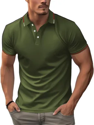 Men's Polo Shirts Quick Dry Moisture Wicking Performance Golf Shirt for Summer Comfort Green