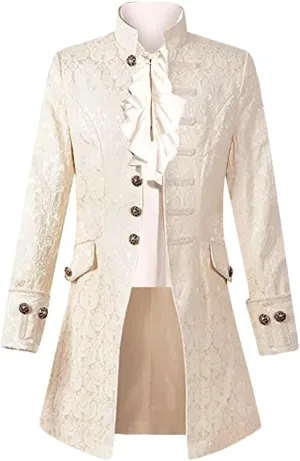 Mens Steampunk Medieval Jacket Pirate Viking Renaissance Costume Formal Tailcoat Gothic Victorian Halloween Tuxedo Coats