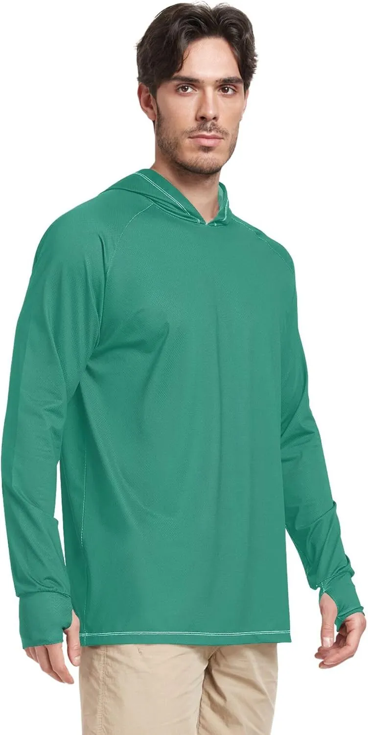 Mens Sun Protection Hoodie Long Sleeve UPF 50   Mens Sun Shirts Quick-Dry Rash Guard for Men Sunproof Shirts