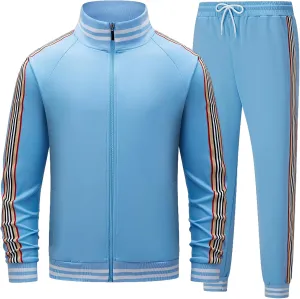 Men's Track suits Sets Long Sleeve Full-zip Sweatsuit Active Jackets and Pants 2 Piece Outfits
