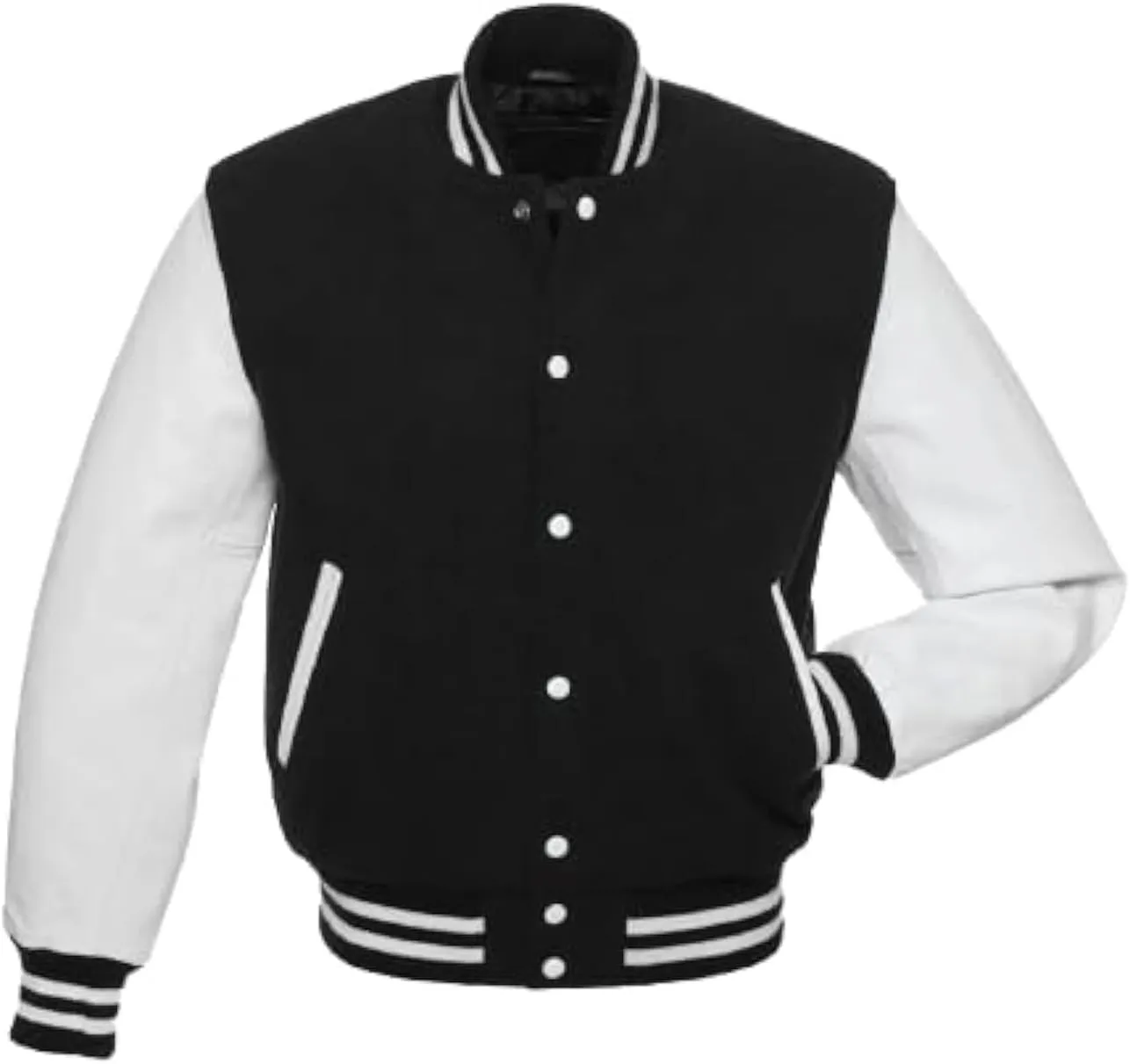 Mens Varsity Jackets Baseball Letterman Wool Body Genuine Leather Sleeves Bomber American Style Varsity Jacket