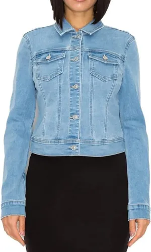 Merch2Rock Wax Jeans Women's Basic Button Down Denim Jean Jacket Light 3X