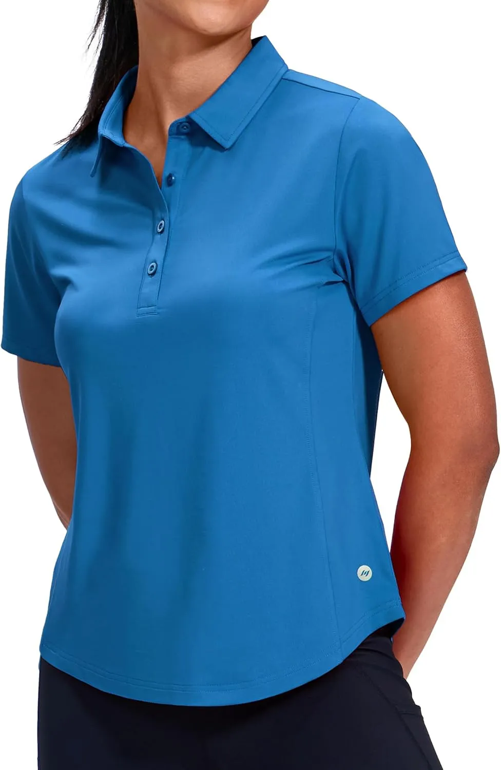 MIER Womens Golf Polo Shirts Short Sleeve Quick Dry Sun Protection Active UV Shirts Collared Tennis Tops, 4 Buttons