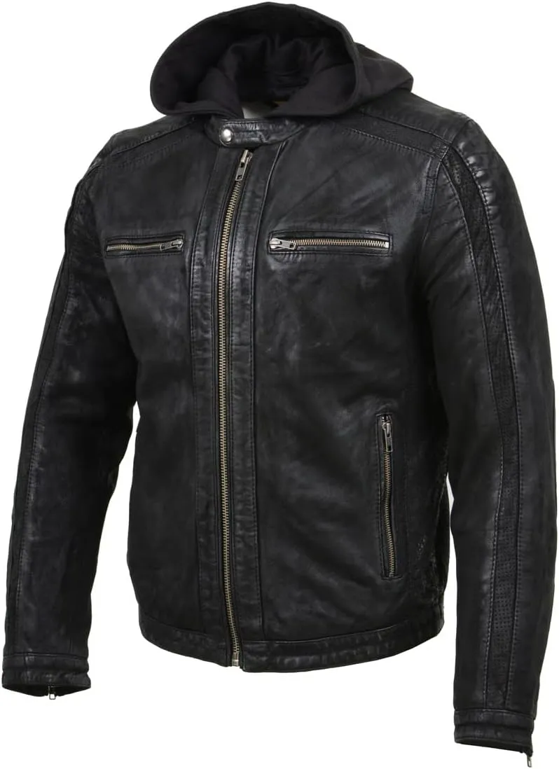 Milwaukee Leather Premium Men's Leather Fashion Casual Jackets and Coats with Hoodie | SFM