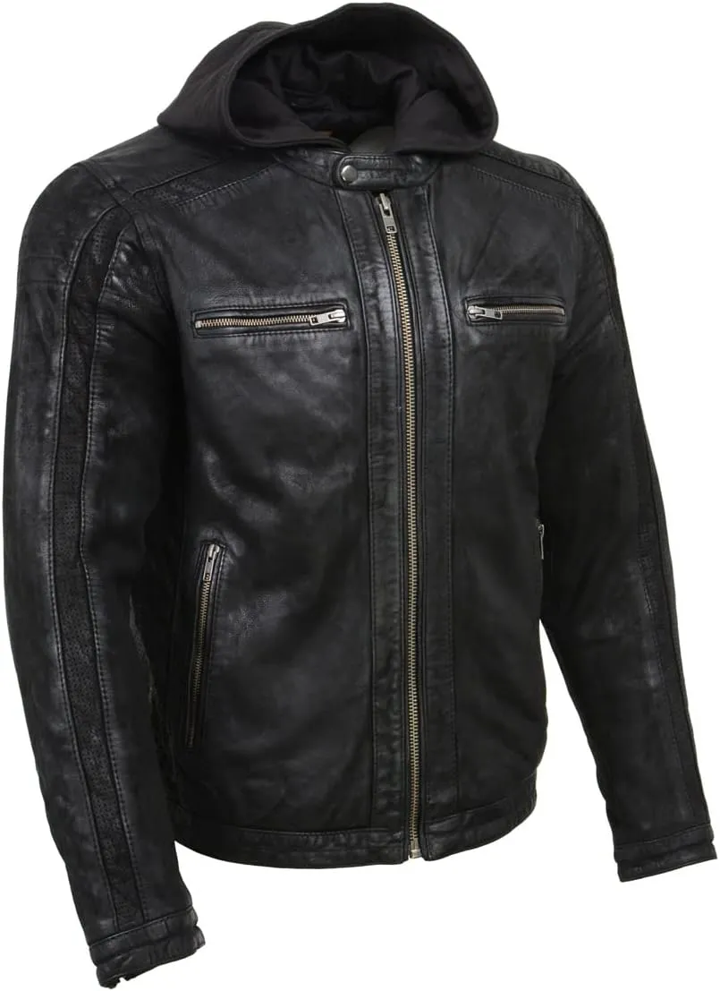 Milwaukee Leather Premium Men's Leather Fashion Casual Jackets and Coats with Hoodie | SFM