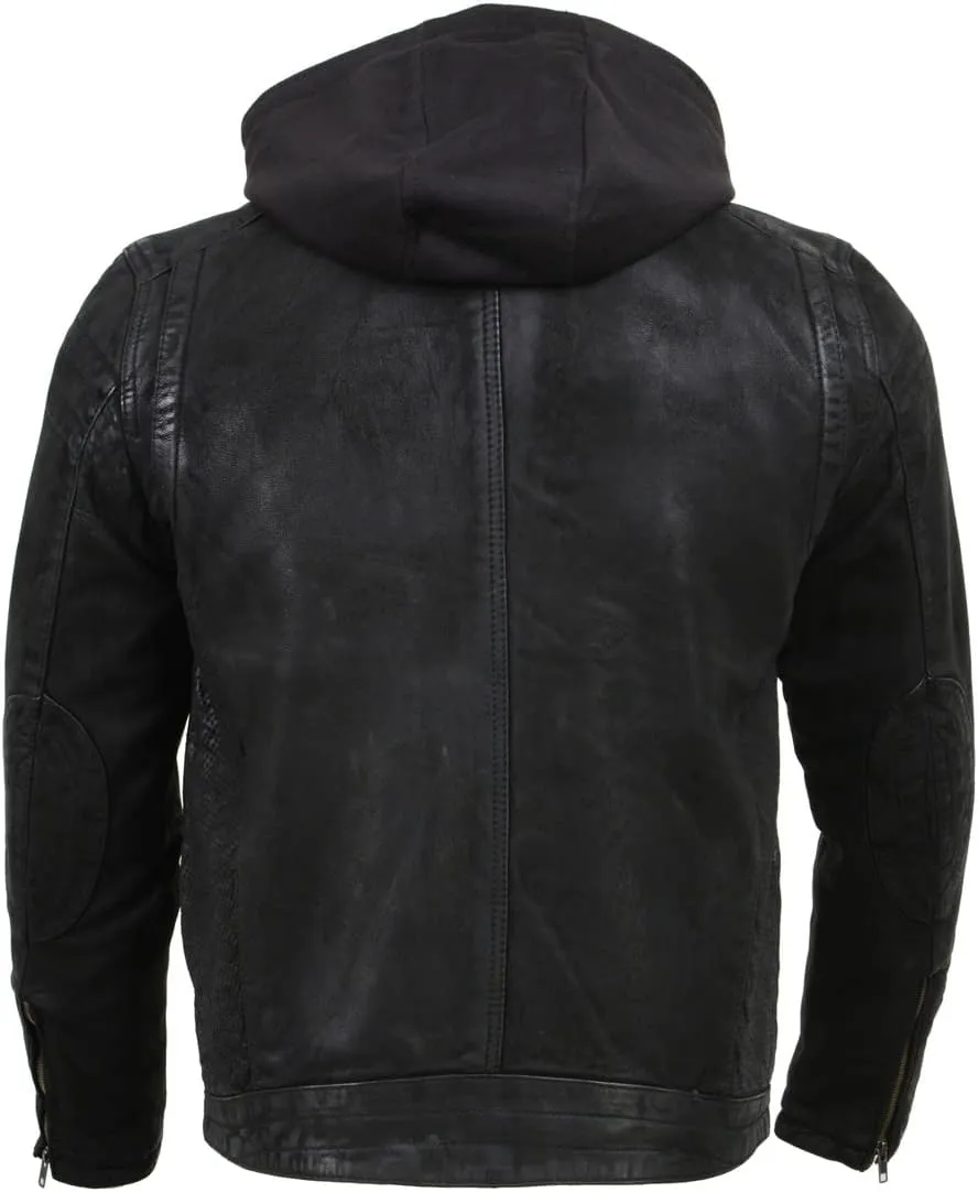 Milwaukee Leather Premium Men's Leather Fashion Casual Jackets and Coats with Hoodie | SFM