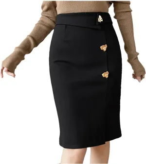 Mkjuuior Winter Midi Skirts Women's Oversized High Waist Bodycon Skirt