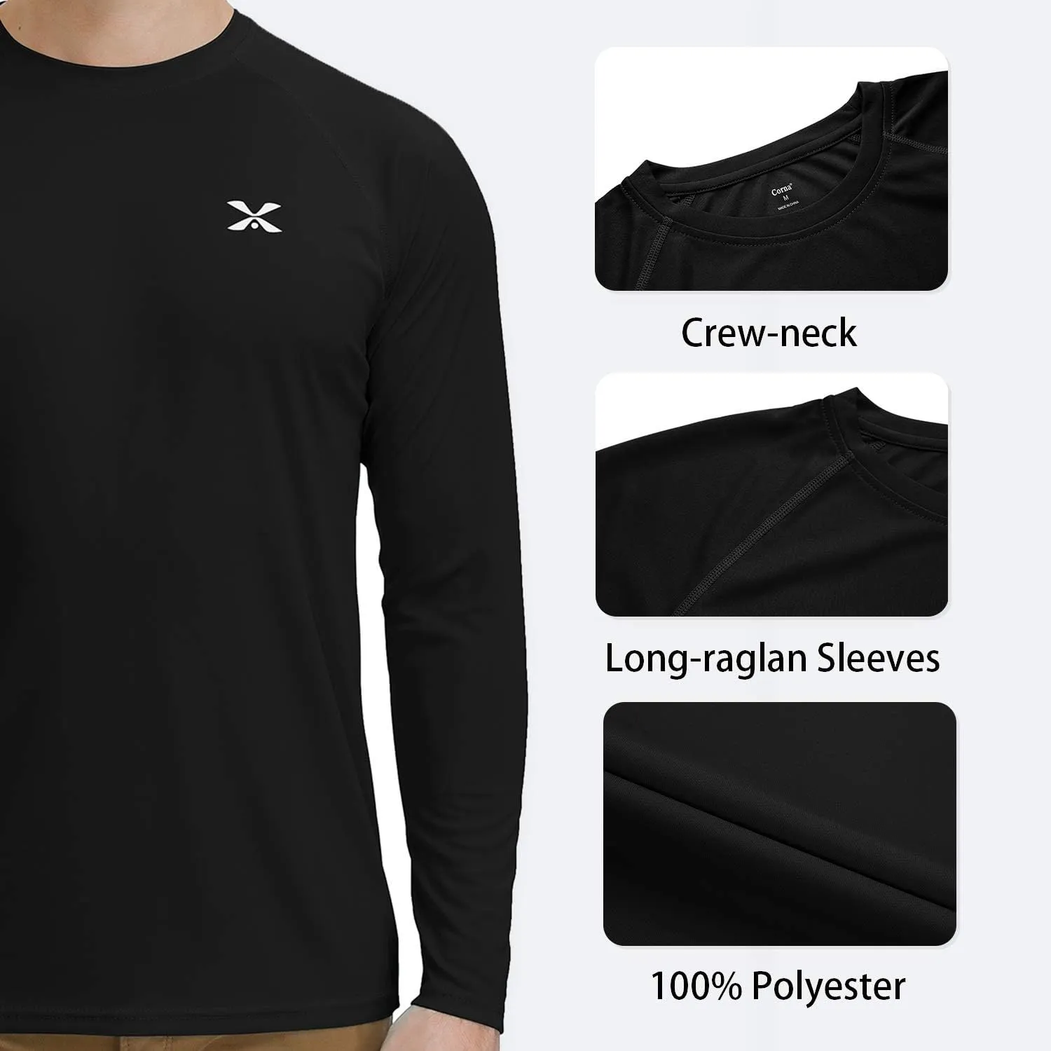 MOHEEN Men's Long Sleeve Rashguard UPF 50  Sun Shirts Quick Dry Hiking Fishing Swim T-Shirt M-3XL