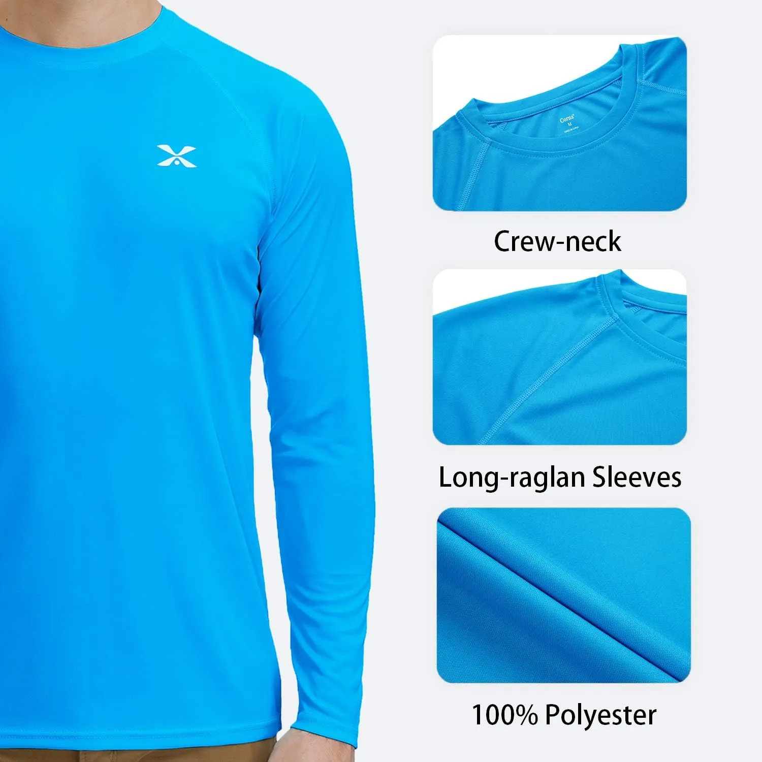 MOHEEN Men's Long Sleeve Rashguard UPF 50  Sun Shirts Quick Dry Hiking Fishing Swim T-Shirt M-3XL