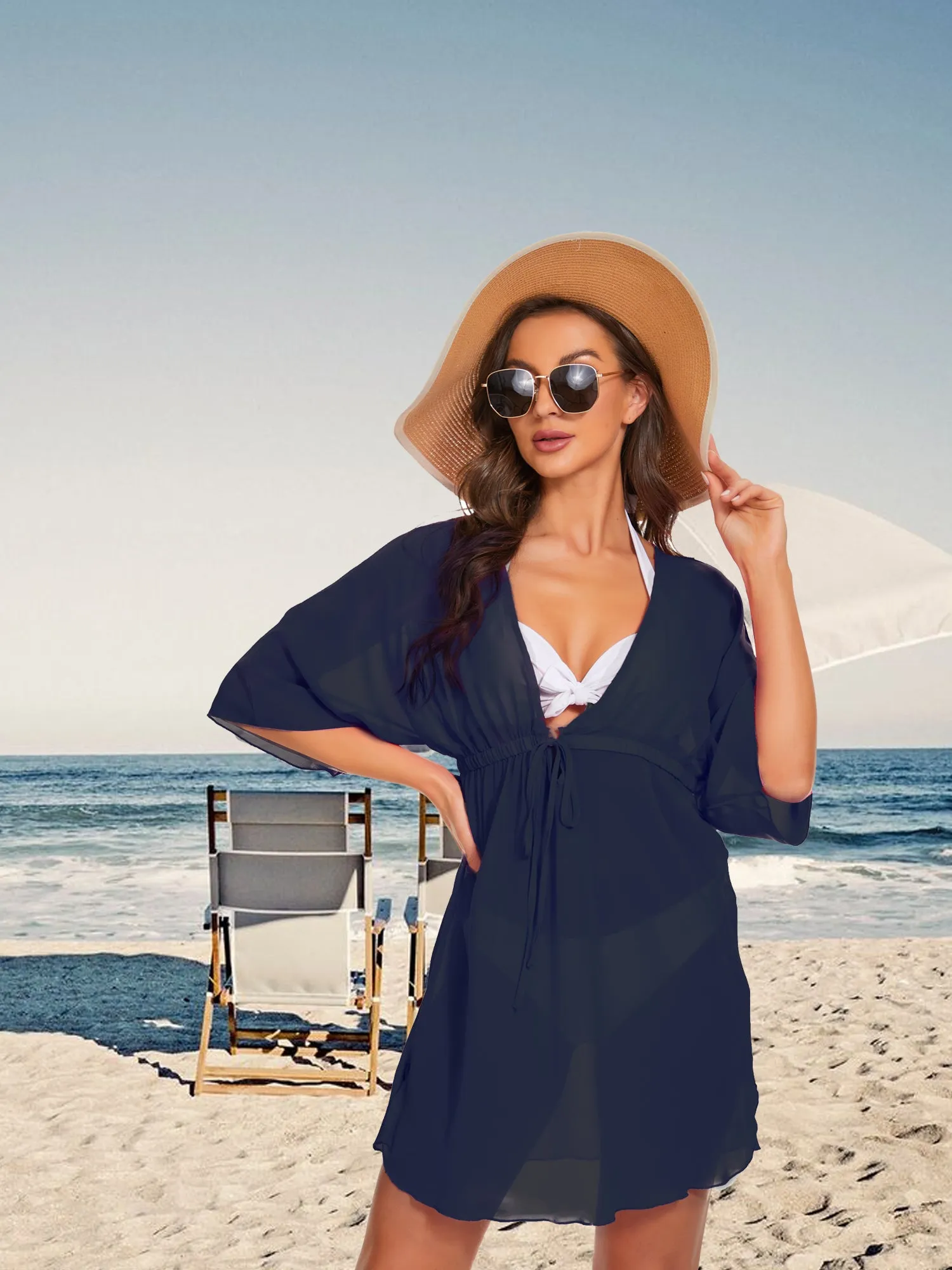 Moss Rose Swimsuit Cover Ups for Women Chiffon Sheer Bikini Coverups Bathing Suit Beach Dress
