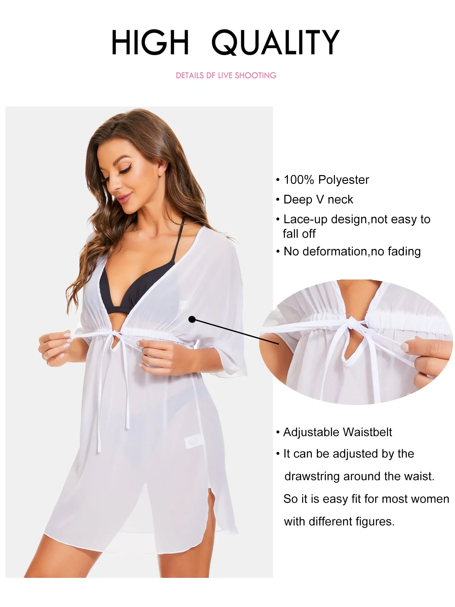 Moss Rose Swimsuit Cover Ups for Women Chiffon Sheer Bikini Coverups Bathing Suit Beach Dress