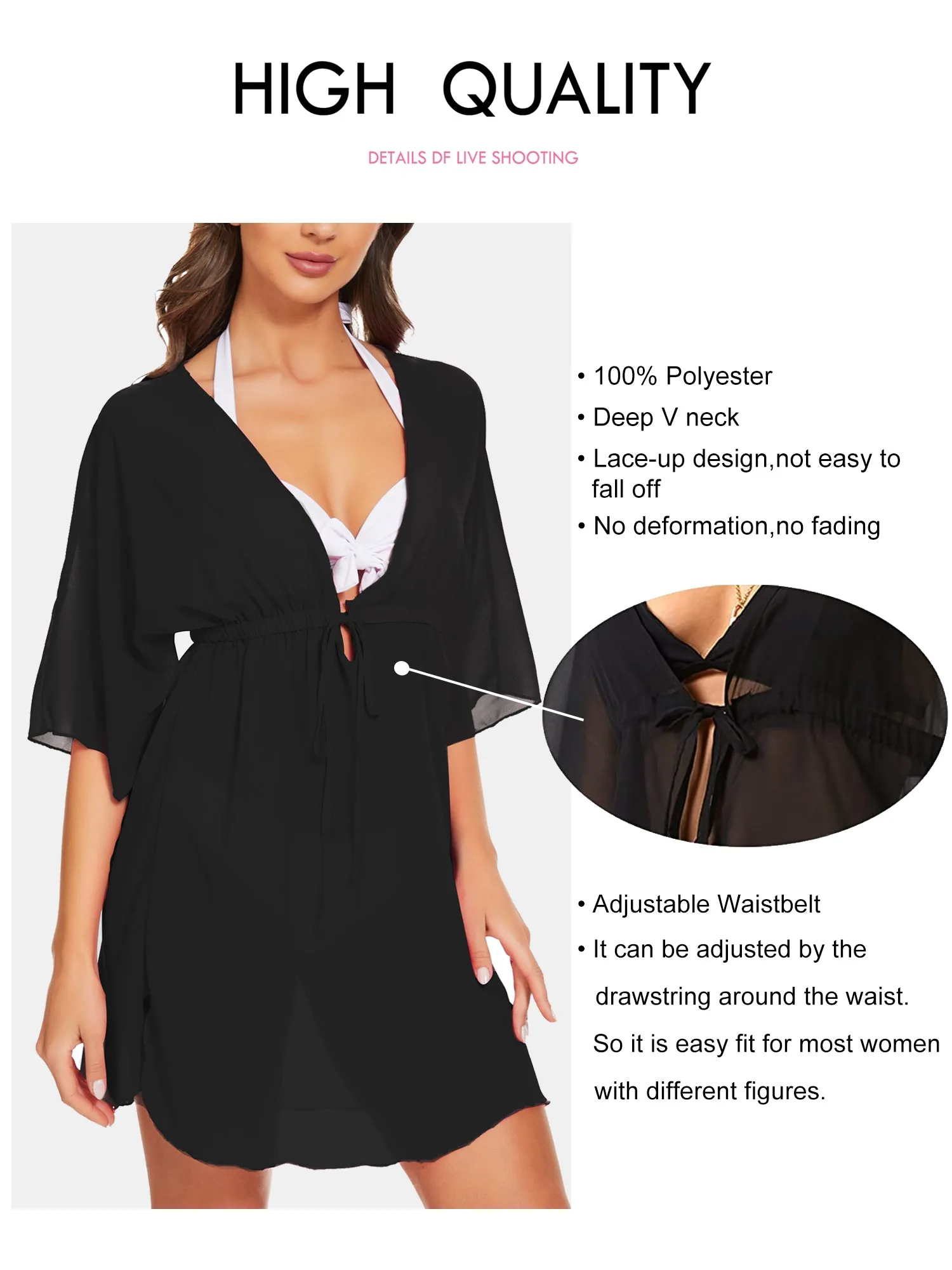 Moss Rose Swimsuit Cover Ups for Women Chiffon Sheer Bikini Coverups Bathing Suit Beach Dress