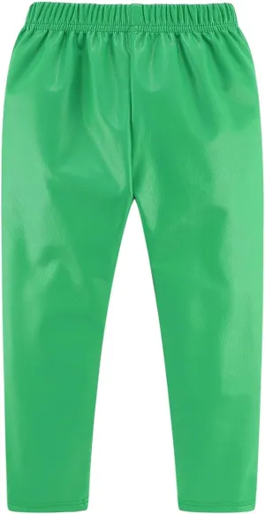 Mud Kingdom Little Girls Warm Pants Faux Leather Fleece Lined
