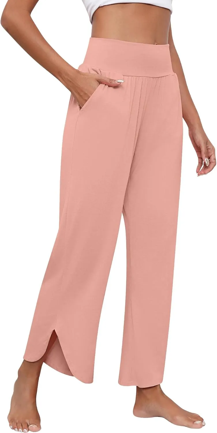 Neer 3 Pcs Women's Wide Leg Yoga Pant High Waisted Casual Loose Comfy Sweatpants Lounge Workout Joggers for Women with Pocket