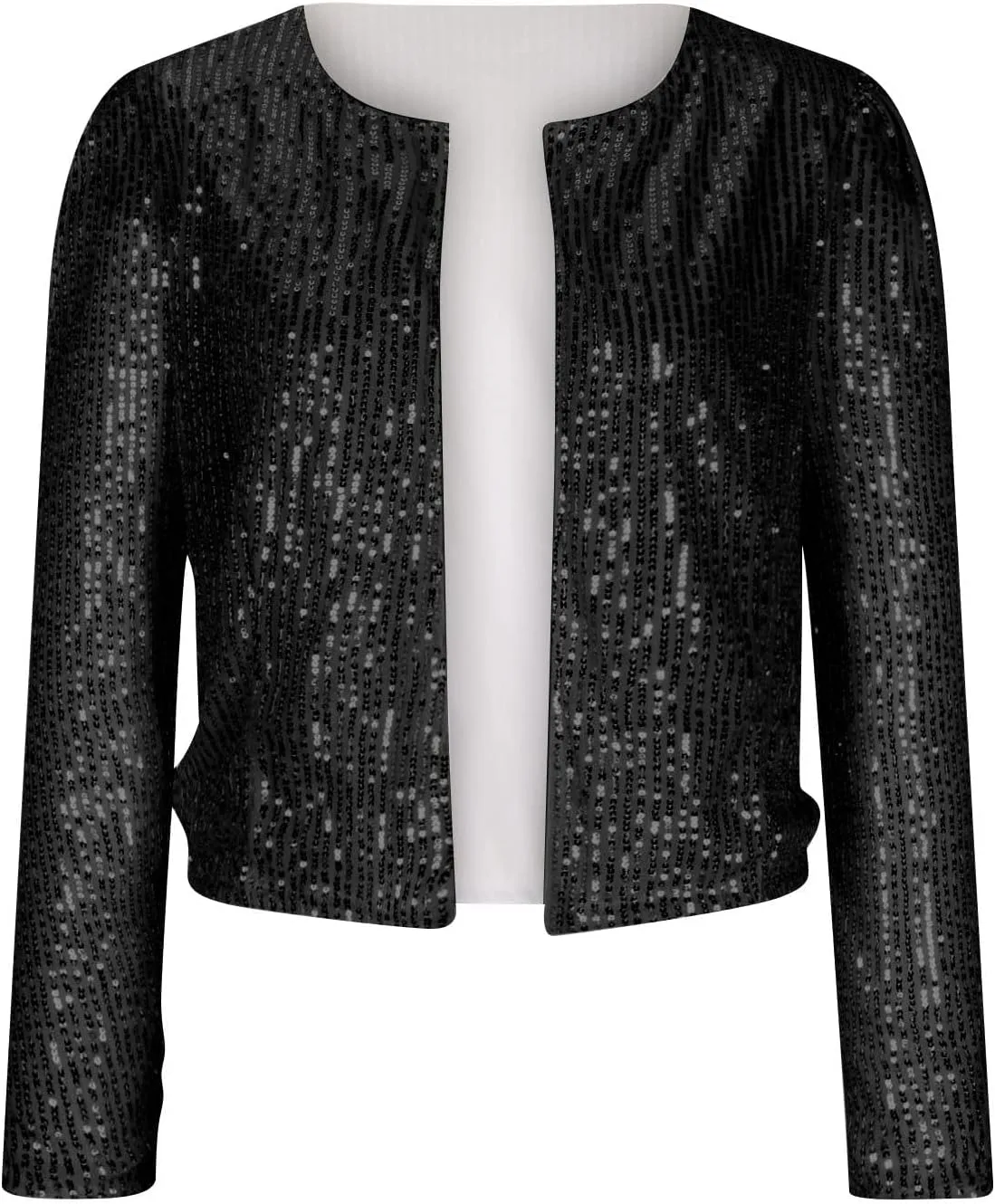 nqgsntc Women Sequin Blazer Open Front Jacket Party Christmas Puff Sleeve Sparkly Coats