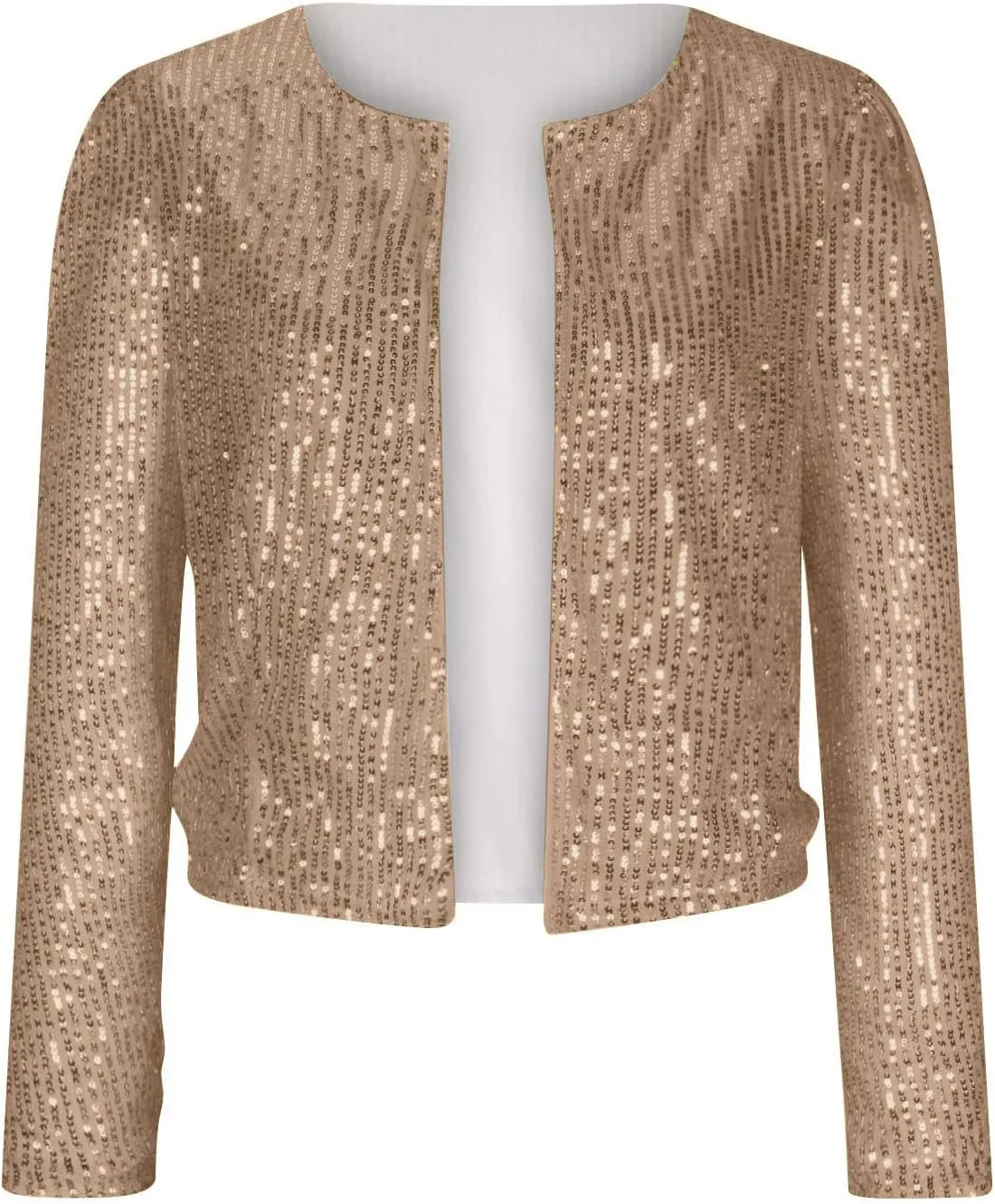 nqgsntc Women Sequin Blazer Open Front Jacket Party Christmas Puff Sleeve Sparkly Coats