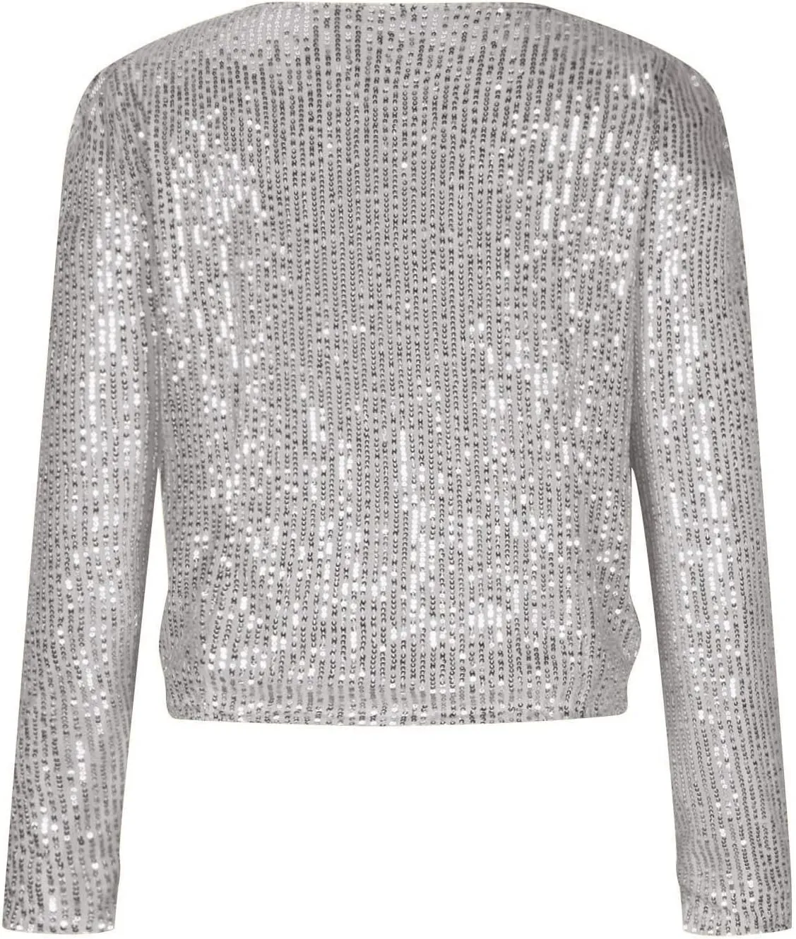 nqgsntc Women Sequin Blazer Open Front Jacket Party Christmas Puff Sleeve Sparkly Coats