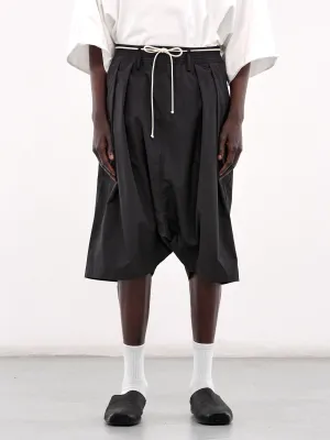 Nylon Drop Crotch Shorts (25E96MRU09-999-BLACK)