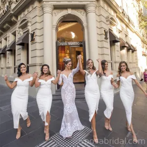 Off the Shoulder Mermaid Satin Simple Charming Custom Bridesmaid Dresses, WG551