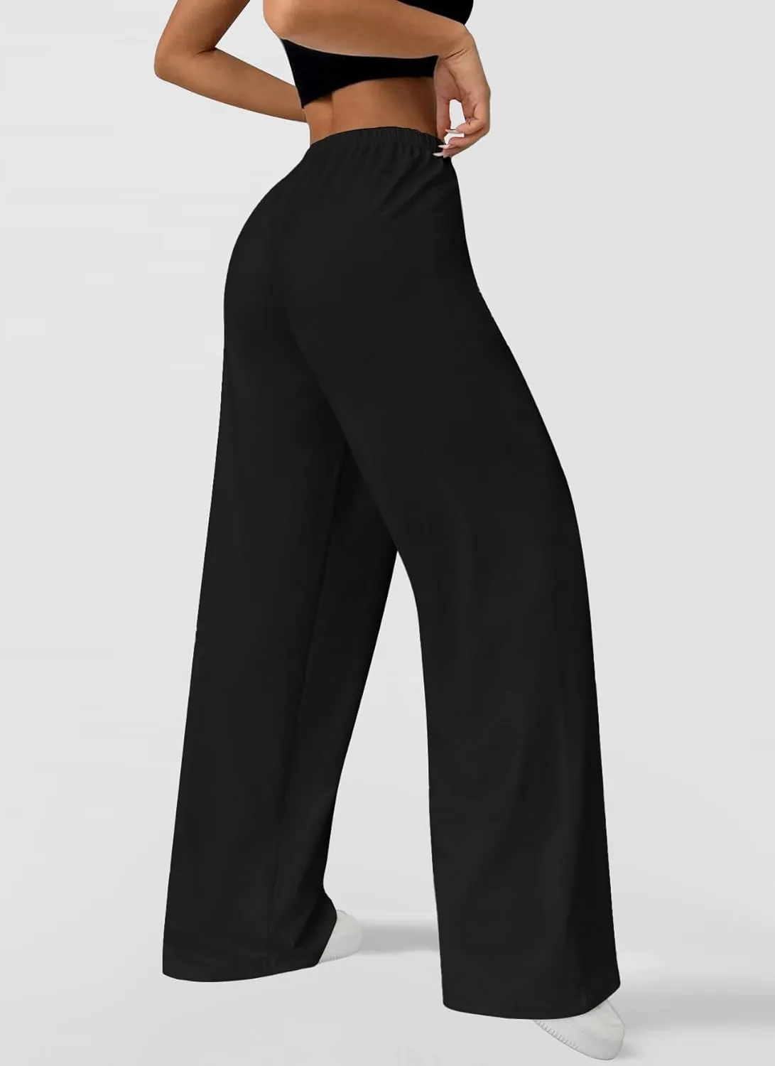 Okiwam Womens Wide Leg Sweatpants Spring 2025 Summer High Waisted Casual Lounge Pants Drawstring Workout Joggers with Pockets