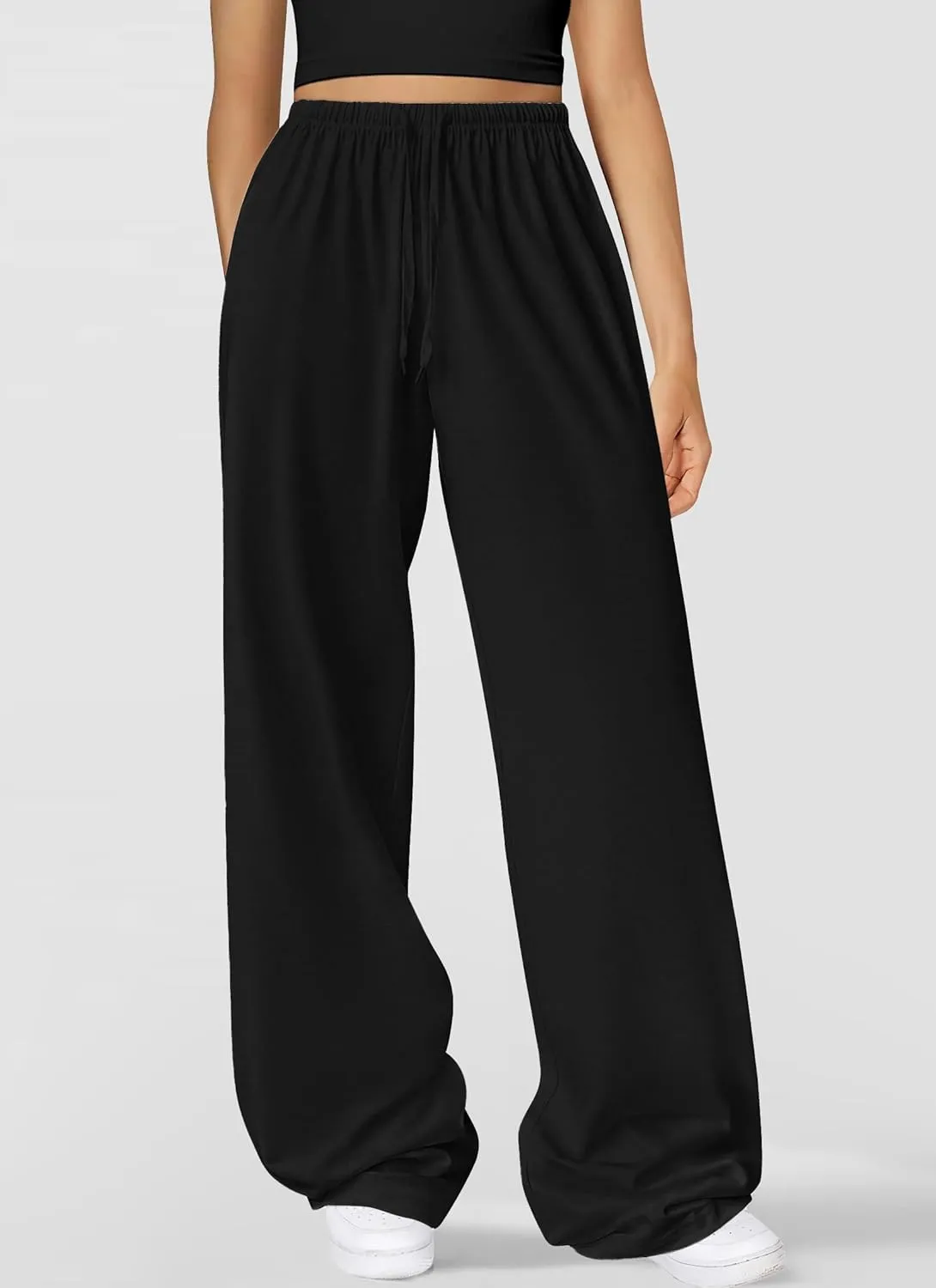 Okiwam Womens Wide Leg Sweatpants Spring 2025 Summer High Waisted Casual Lounge Pants Drawstring Workout Joggers with Pockets