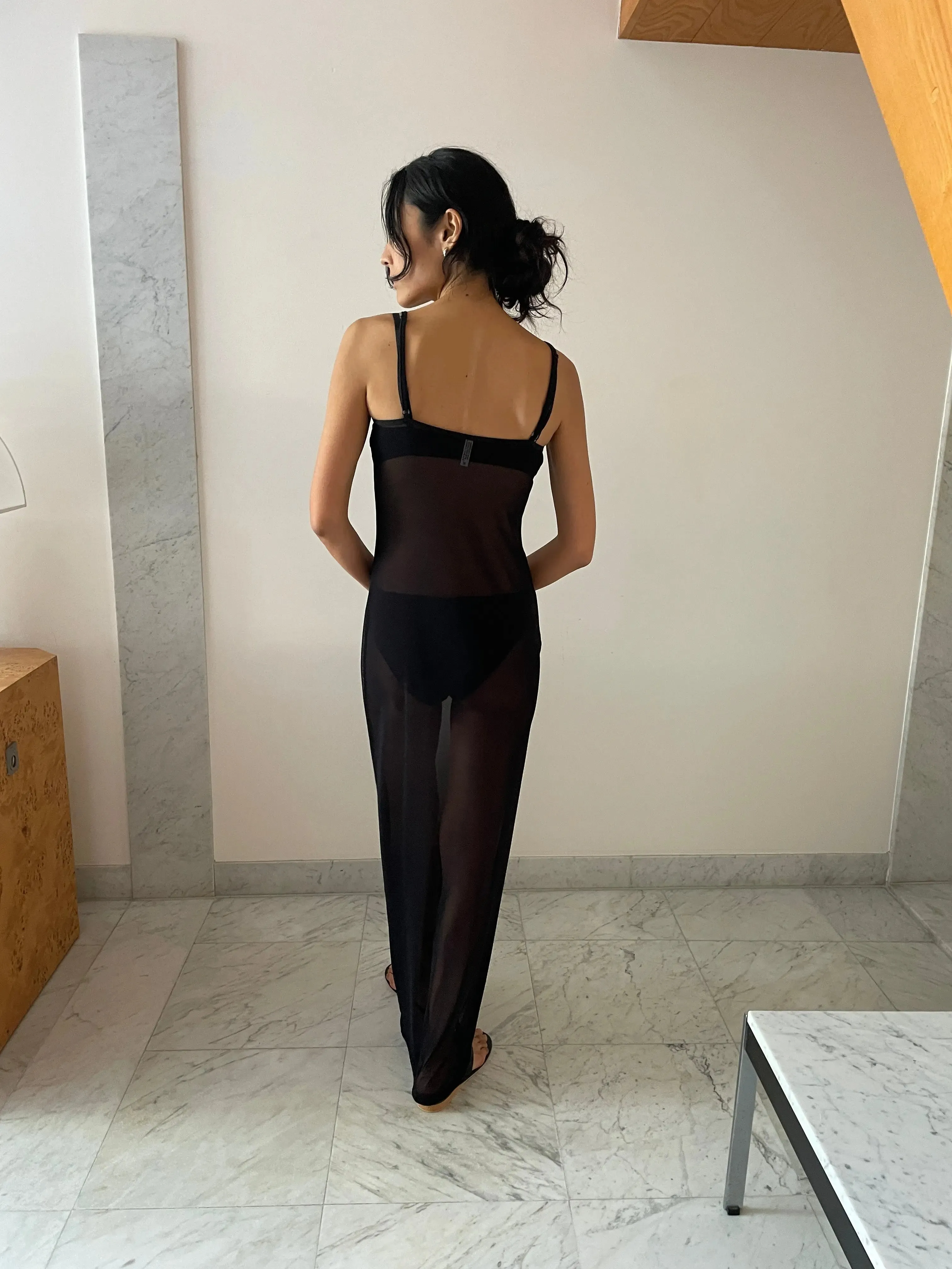 Overlay Slip Dress, Black