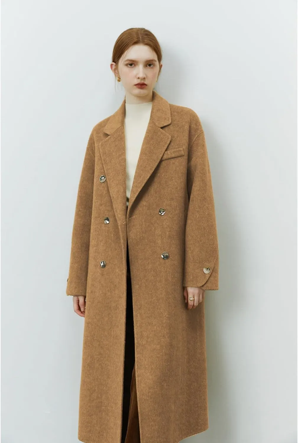Peaceglad Womens Pea Coats Fall Long Trench Coat Double Breasted Lapel Belted Peacoat