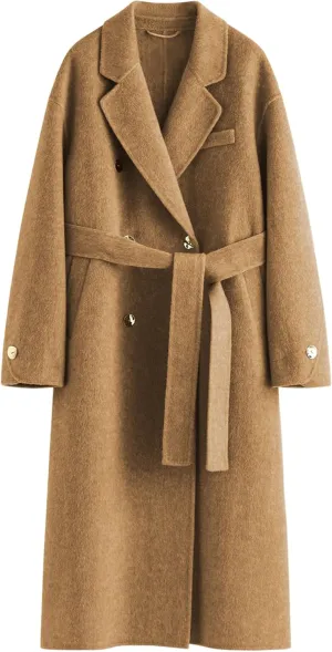 Peaceglad Womens Pea Coats Fall Long Trench Coat Double Breasted Lapel Belted Peacoat