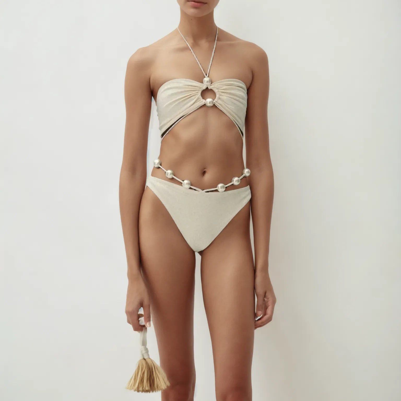 Pearl Elegance Cutout Bikini Set
