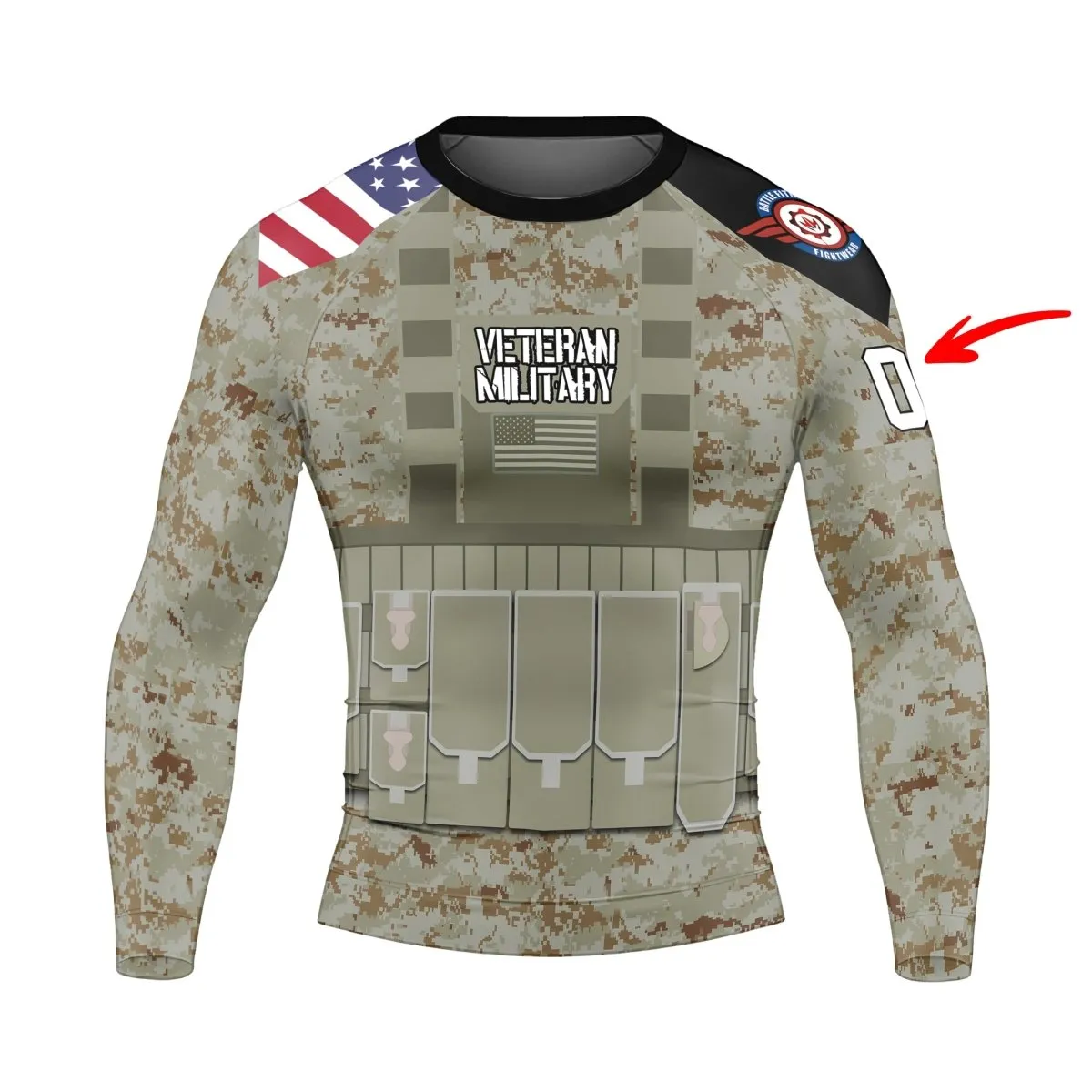 Personalized USA Marine Corp Veteran Men's Long Sleeve Rash Guard