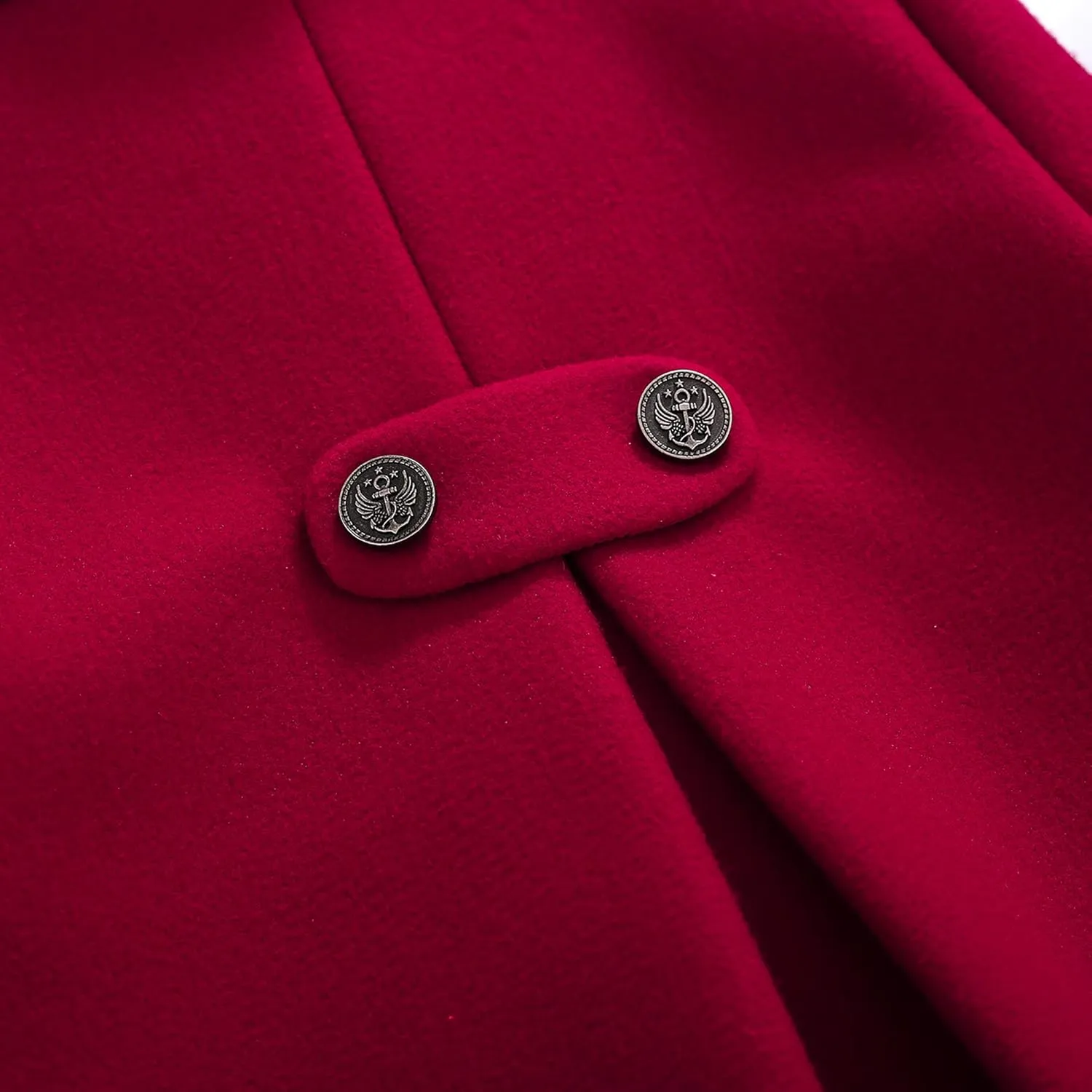 Pettigirl Little Girls Vintage Red Long Winter Jacket Coats Toddler Kids Warm Woolen Overcoat