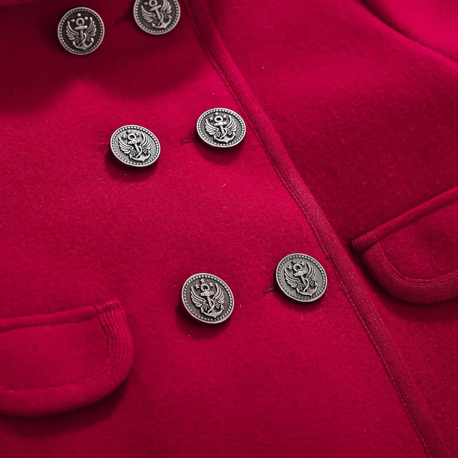 Pettigirl Little Girls Vintage Red Long Winter Jacket Coats Toddler Kids Warm Woolen Overcoat