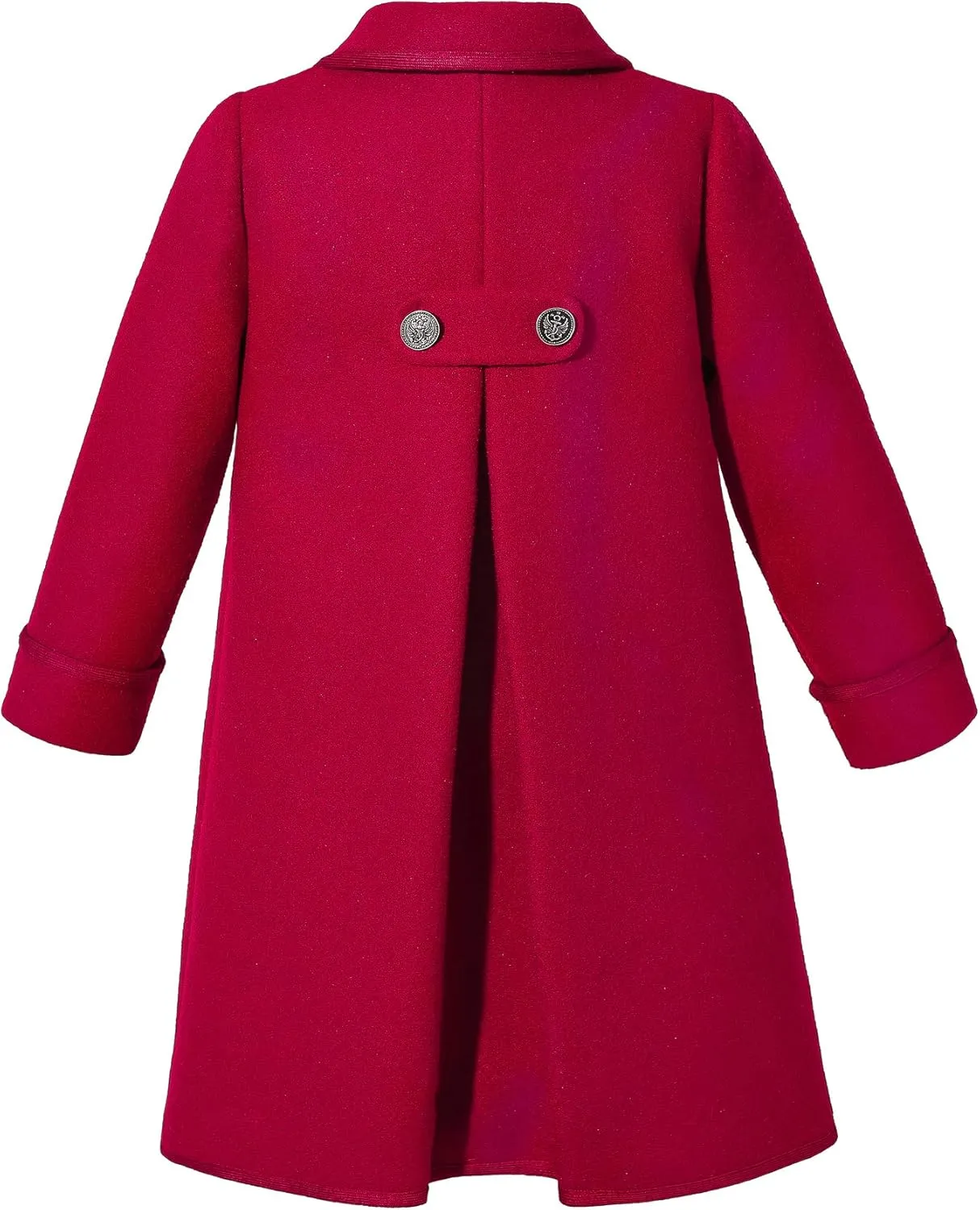 Pettigirl Little Girls Vintage Red Long Winter Jacket Coats Toddler Kids Warm Woolen Overcoat