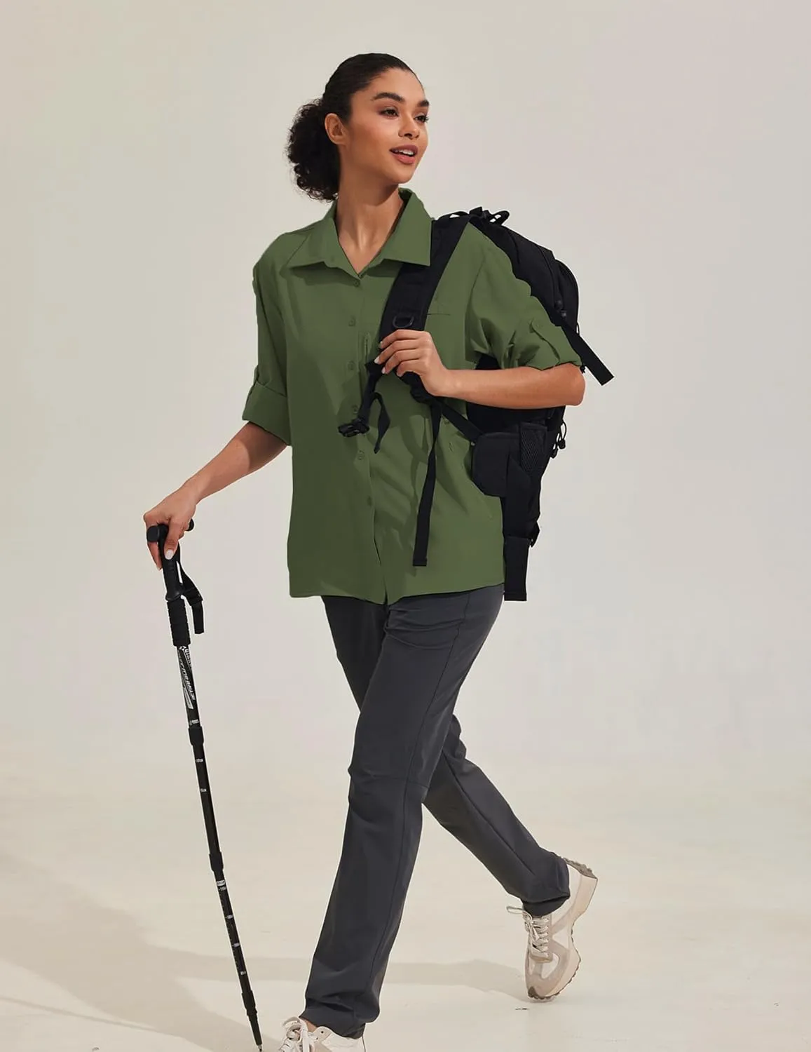 PINSPARK Womens UPF 50  UV Sun Protection Shirts Long Sleeve Outdoor Fishing Blouse Quick Dry Safari Hiking Tops with Pockets