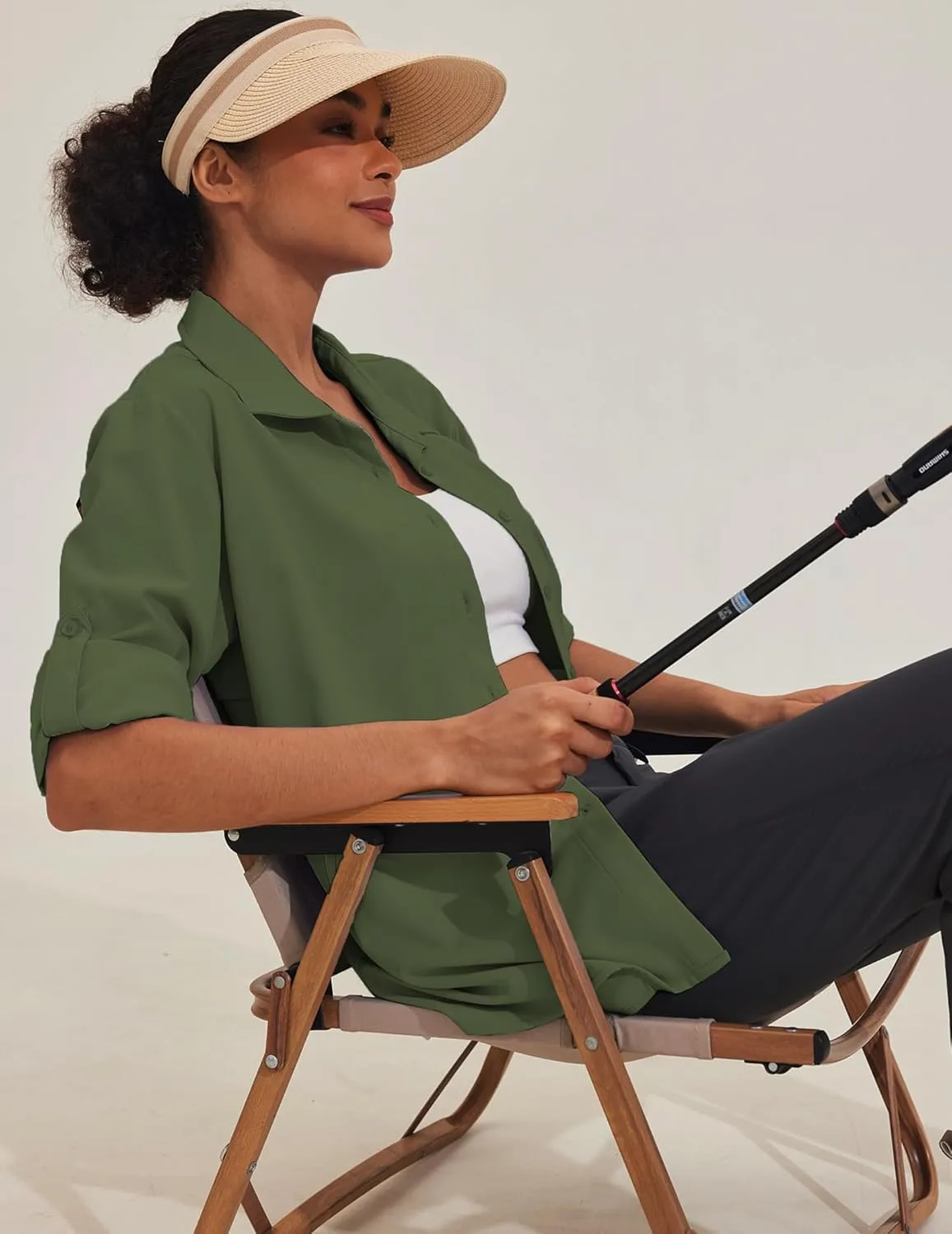 PINSPARK Womens UPF 50  UV Sun Protection Shirts Long Sleeve Outdoor Fishing Blouse Quick Dry Safari Hiking Tops with Pockets