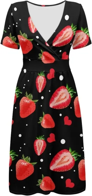 PinUp Angel Womens Summer Wrap V Neck Dresses with Pockets Beach Casual Tshirt Short Sleeve Tunic Flowy Sundresses