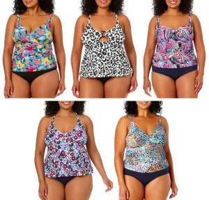 PL-ACTK65 - Wholesale Women's Plus Printed Tankinis