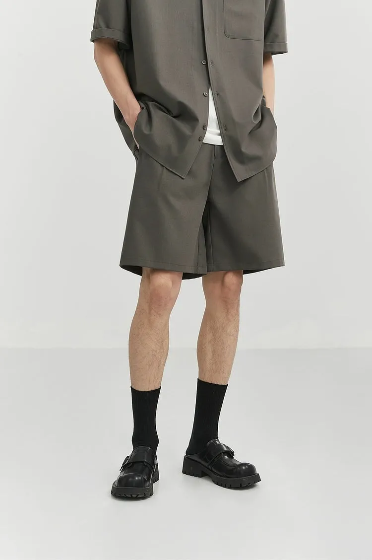 Pleated Drawstring-Belted Shorts