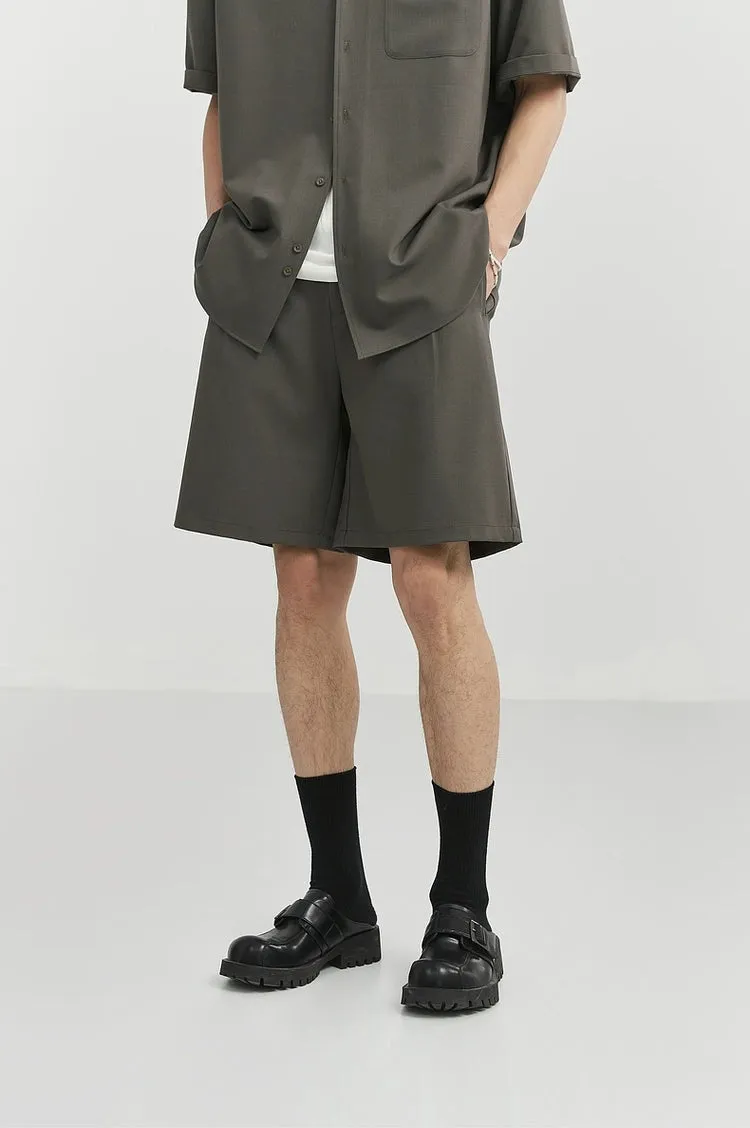 Pleated Drawstring-Belted Shorts