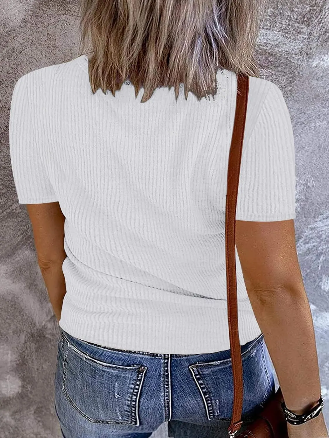 Plus Size V Neck Tank Tops for Women Summer Short Sleeve/Sleeveless Ribbed Button T-Shirts Tops Casual Henley Shirts