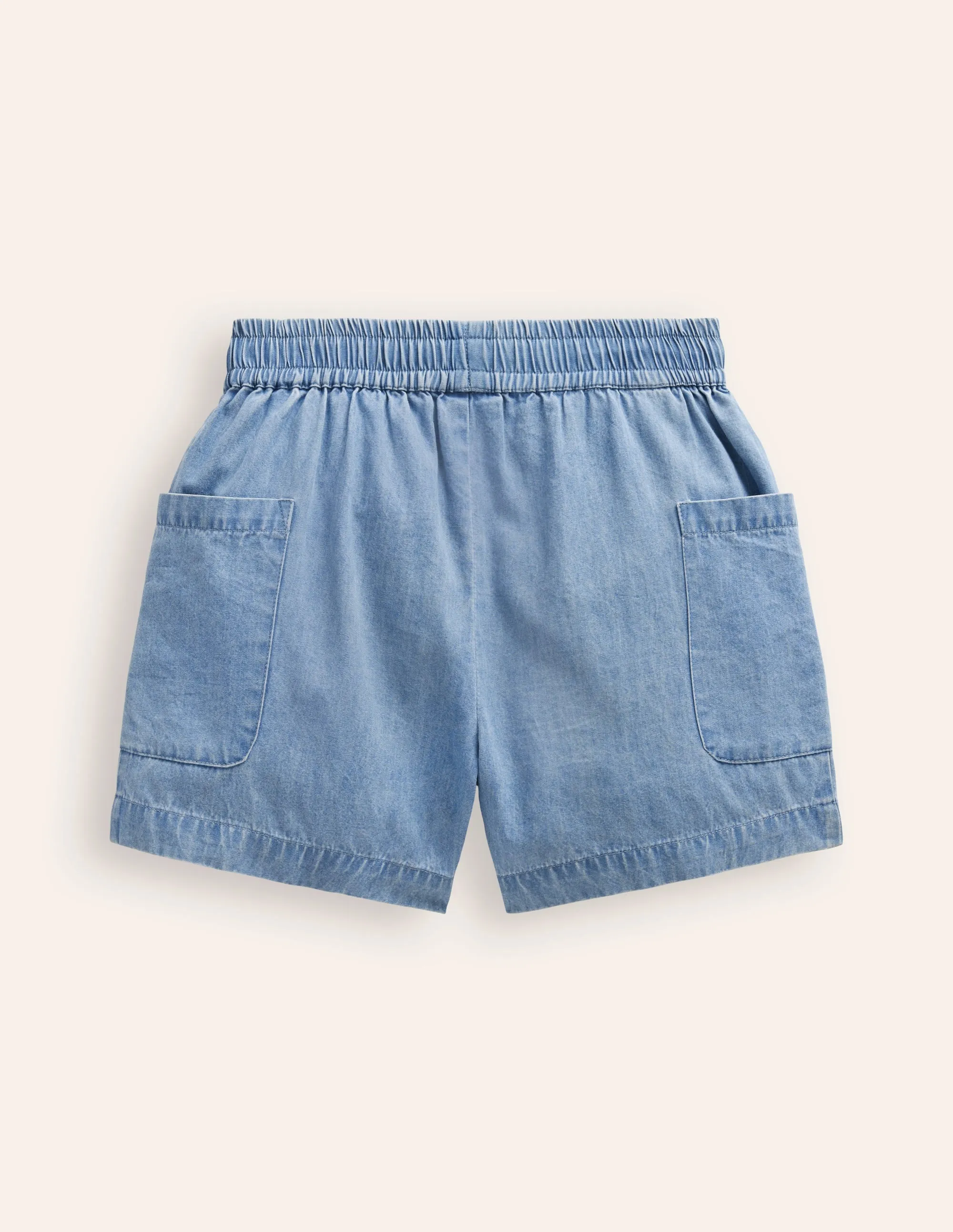 Pocket Shorts-Light Wash Chambray
