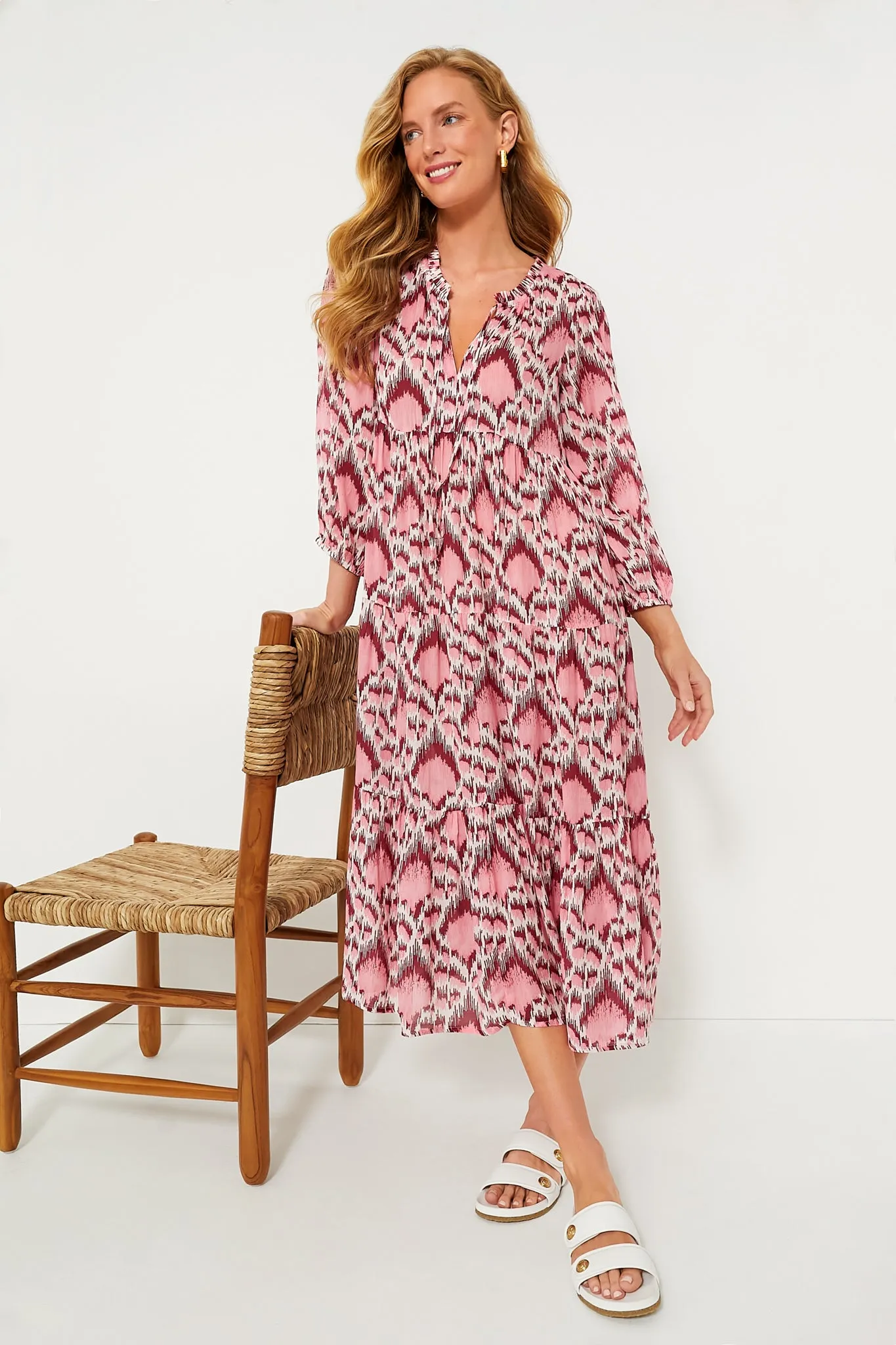 Poppy Ikat Long Sleeve Salty Paloma Caftan