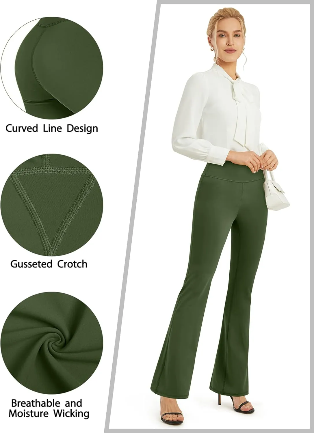 Promover Bootcut Yoga Pants for Women High Waist Dress Pants Flare Leggings 29" 31" 33" Workout Pant for Casual Work
