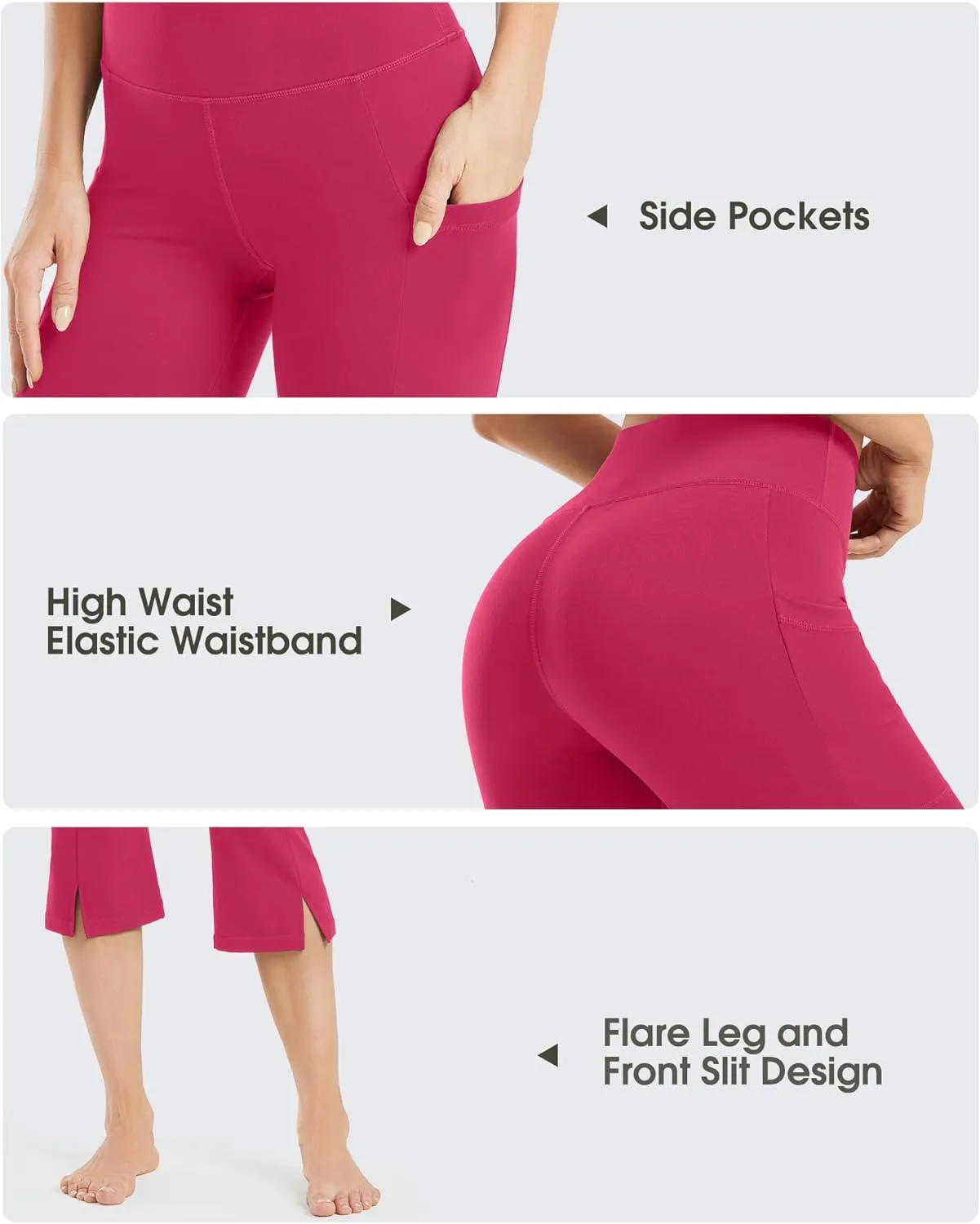 Promover Capri Pants for Women Bootcut Yoga Pants with Pockets High Waisted Flare Leggings Casual Work Pants